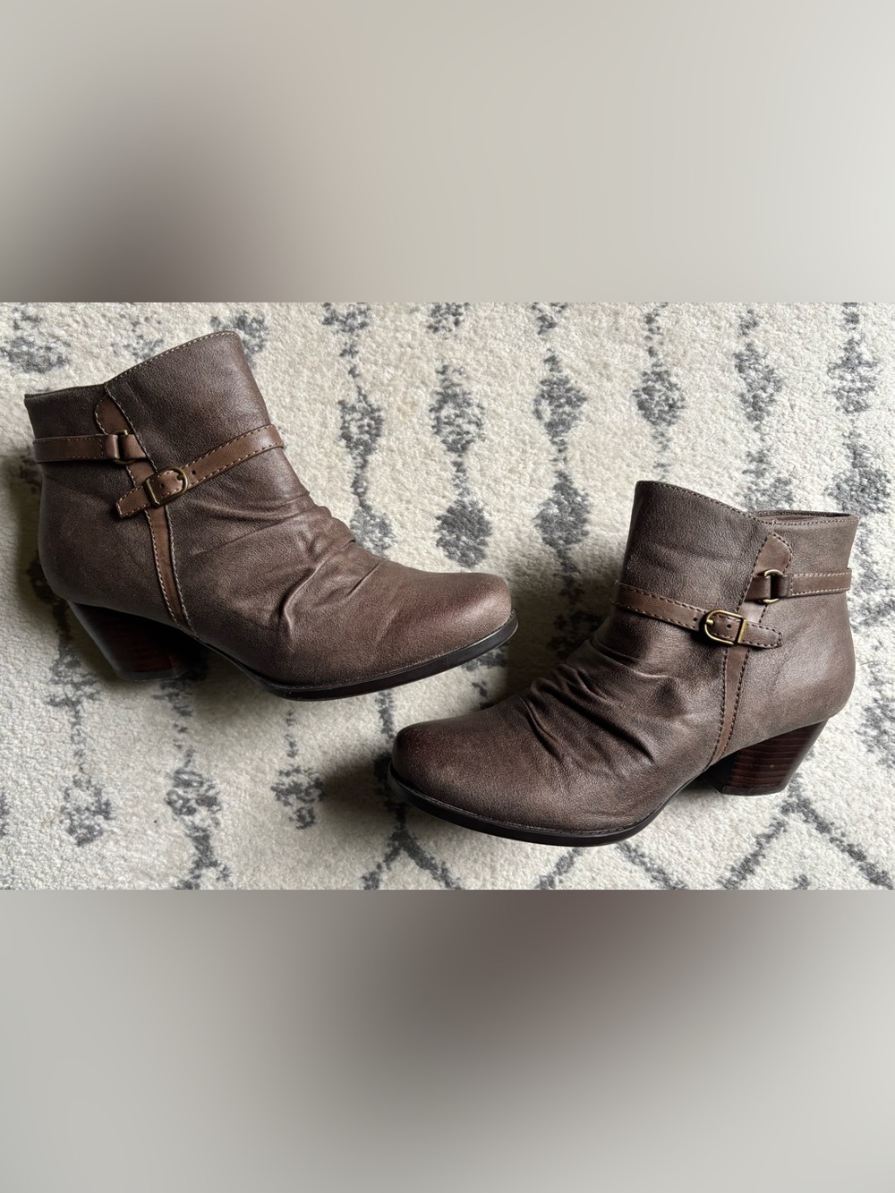 Wide width Women’s Ankle Boots with Buckle Accent